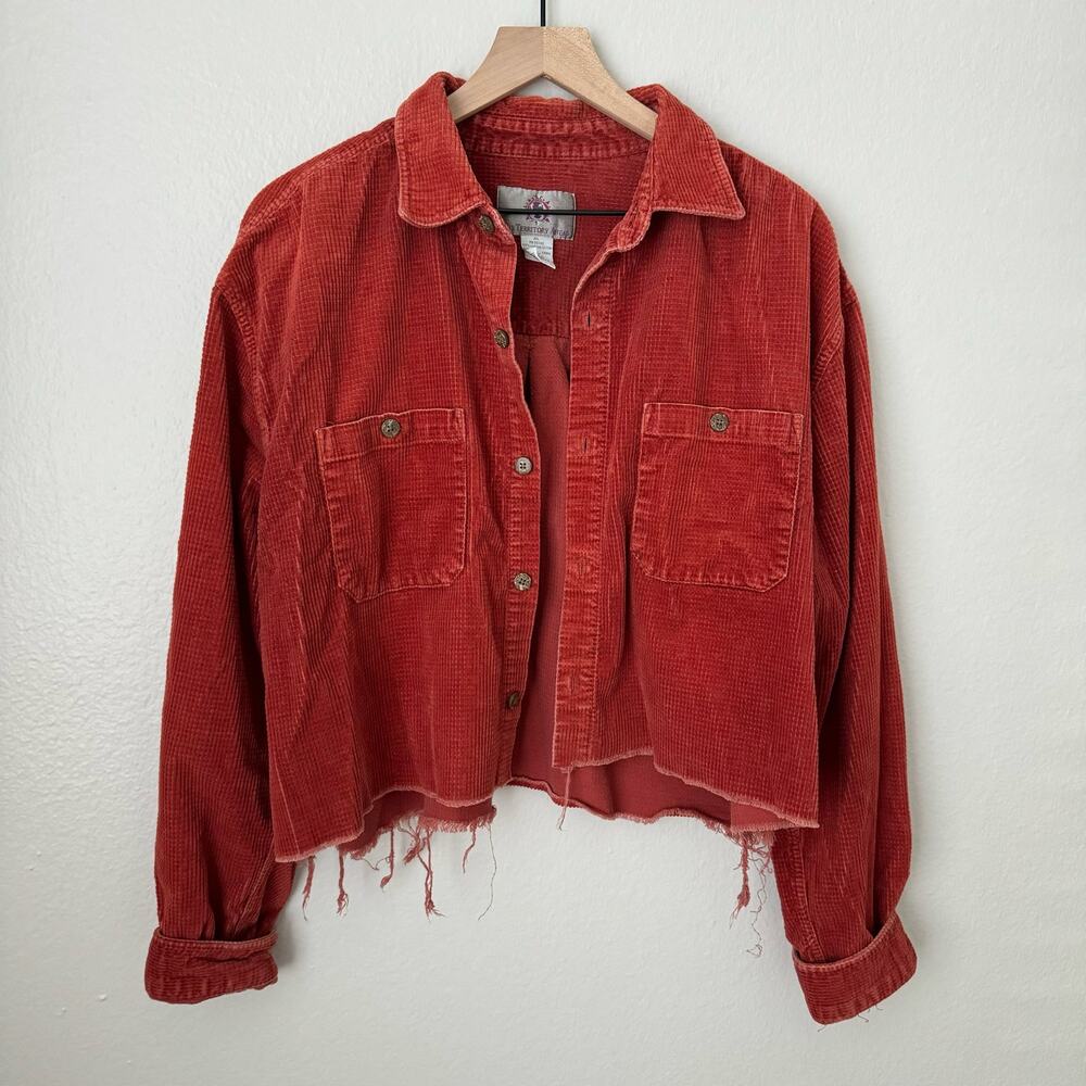 Vintage 90s The Territory Ahead Womens Crop Distressed Jacket Boho Rust Size XL